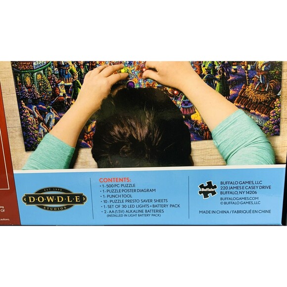 Dowdle Holiday Magic Light-Up Puzzle 500 pc Christmas Tree Santas 30 LED Sealed - Picture 6 of 11